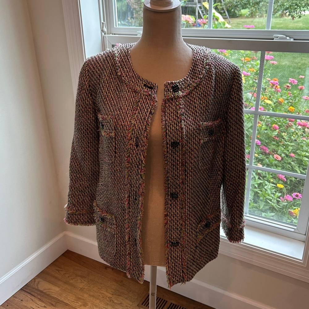 Talbots Tweed Fringe Jacket